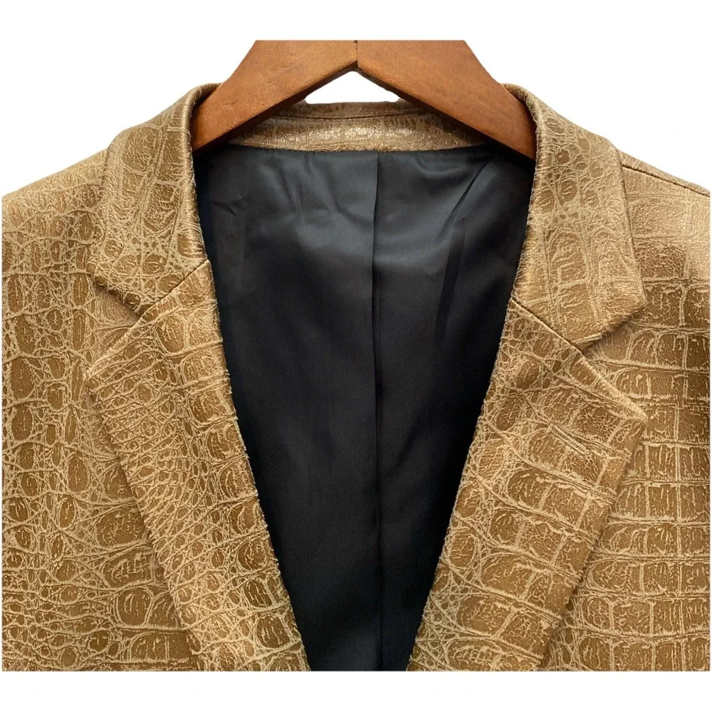Bassiri Two Button Blazer Men’s XXL - Crocodile Pattern Tan 2XL NWT‎